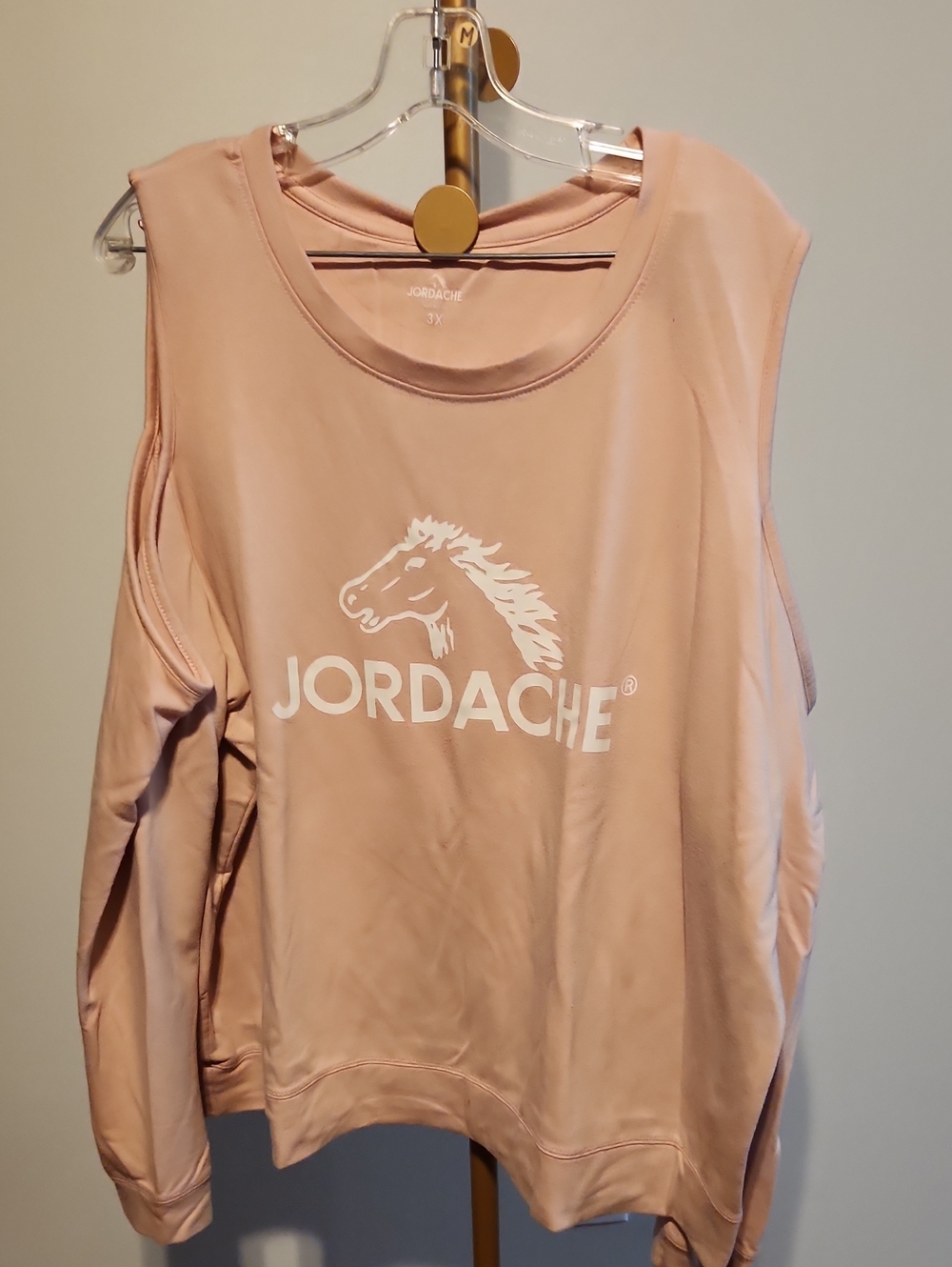 Jordache Blush Pink Logo Cold-Shoulder Sweatshirt